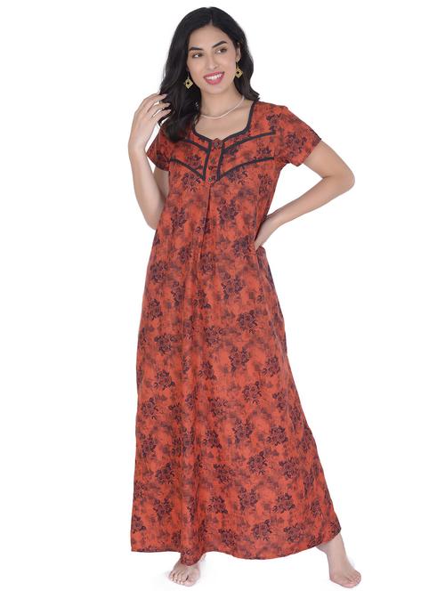 v-neck printed nighty - 18376083 - Very Small Image - 1