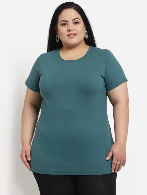 round neck solid plus tee - 18376391 - Very Small Image - 1