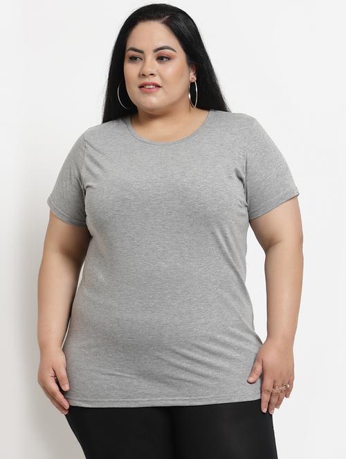 round neck solid plus tee - 18376393 - Very Small Image - 1