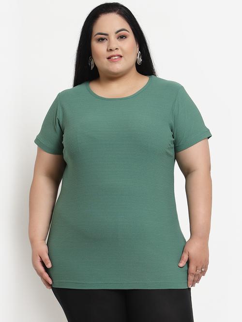 round neck solid plus tee - 18376394 - Very Small Image - 1