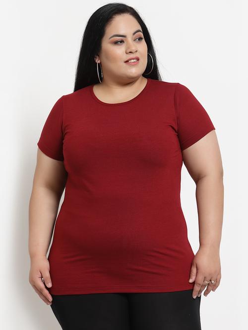 round neck solid plus tee - 18376395 - Very Small Image - 1