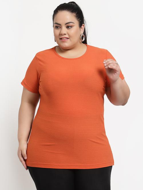round neck solid plus tee - 18376397 - Very Small Image - 1