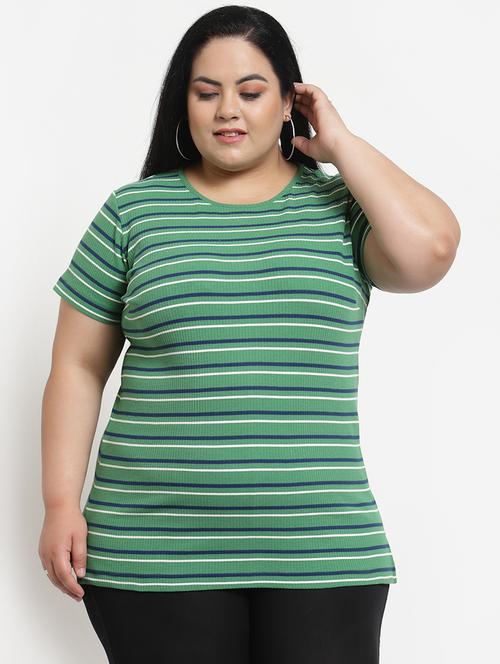 round neck striped plus tee - 18376404 - Very Small Image - 1