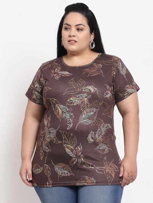 round neck printed plus tee - 18376415 - Very Small Image - 1