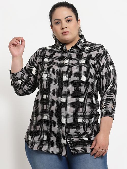 concealed placket checkered plus top - 18376455 - Very Small Image - 1