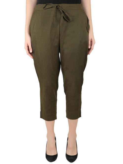 tie front solid crop pant trouser - 18376506 - Very Small Image - 1