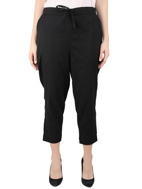 tie front solid crop pant trouser - 18376508 - Very Small Image - 1