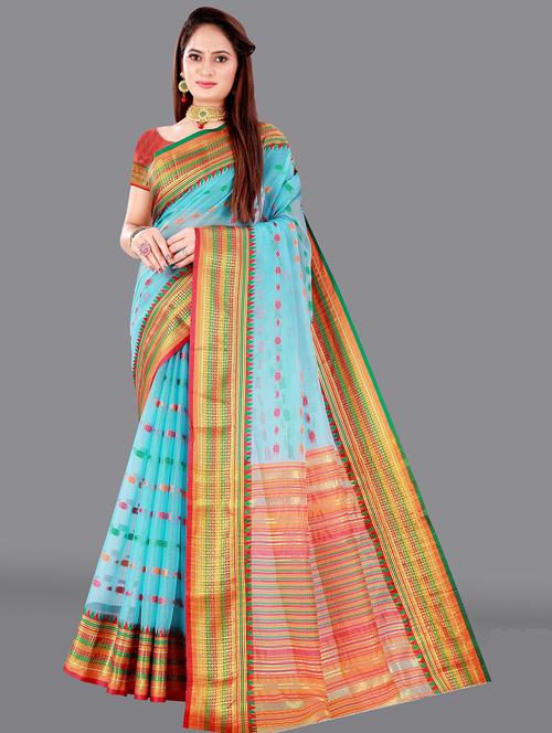 self design woven saree with blouse - 18376671 - Very Small Image - 1