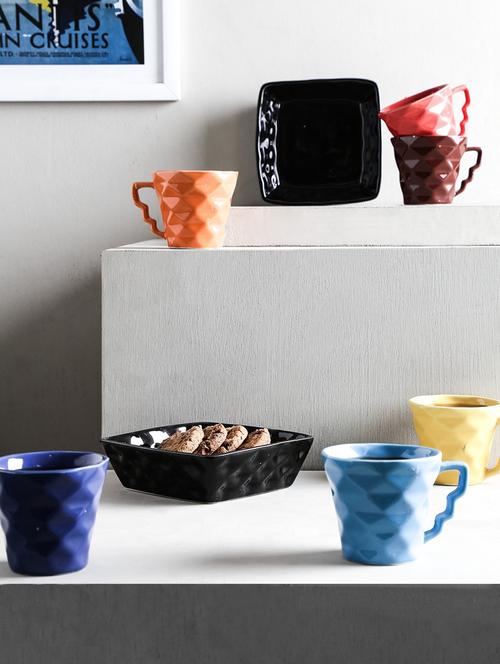 unravel india ceramic multicolored diamond snack set(set of 8) - 18376765 - Very Small Image - 1