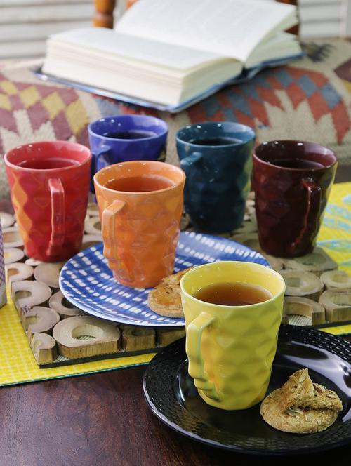 unravel india ceramic multicolored coffee mug set(set of 6) - 18376767 - Very Small Image - 1