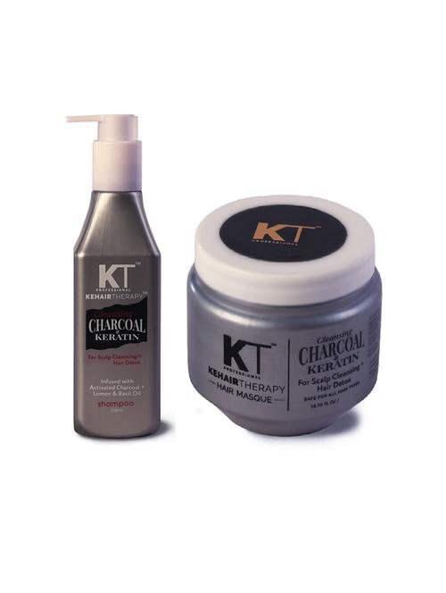 kehairtherapy charcoal keratin shampoo + charcoal hair masque 500ml (pack of 2) - 18376861 - Very Small Image - 1