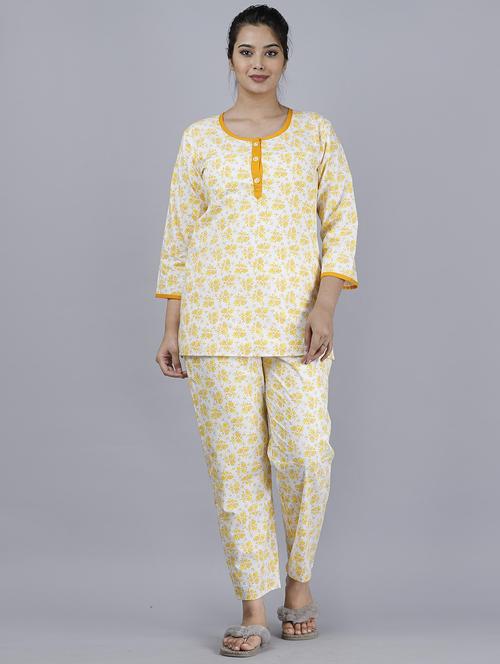 round neck floral pyjama set - 18377016 - Very Small Image - 1