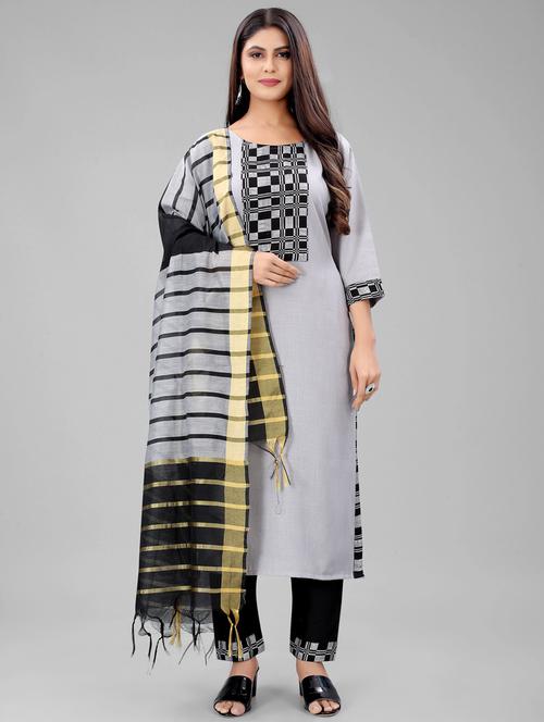 grey kurta pant set - 18377059 - Very Small Image - 1