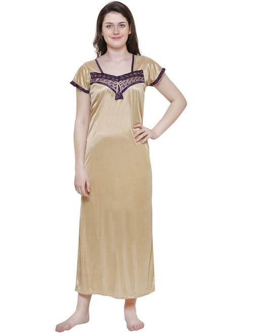 lace detail solid sleepwear nighty - 18377339 - Very Small Image - 1