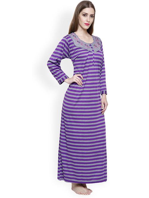 v-neck striped nighty - 18377353 - Very Small Image - 1