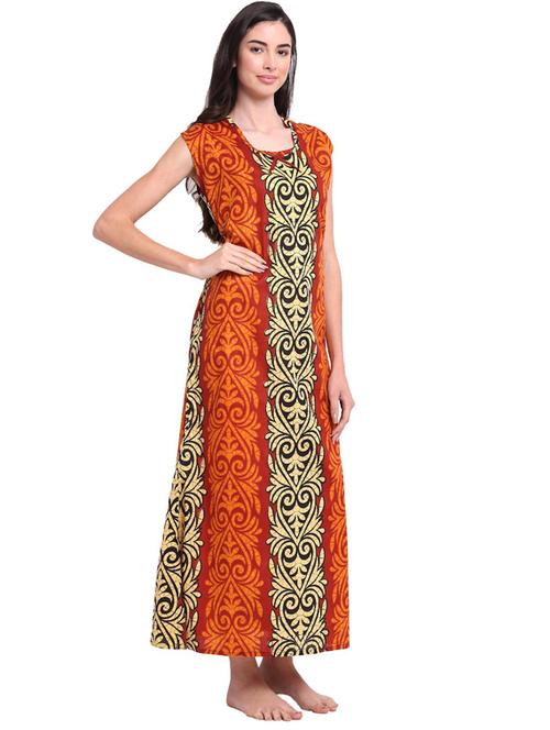 round neck printed nighty - 18377373 - Very Small Image - 1