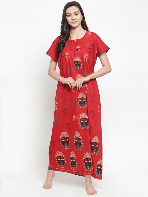 round neck printed nighty - 18377490 - Very Small Image - 1