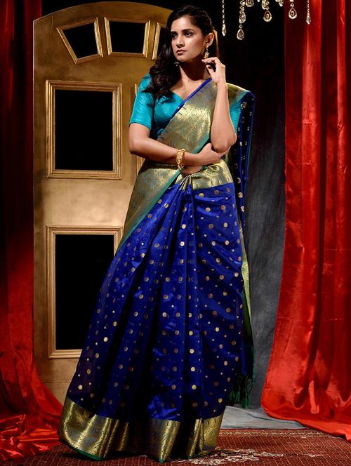 self designed woven saree with blouse - 18378090 - Very Small Image - 1