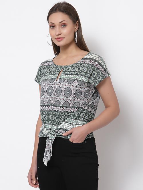 tie front printed top - 18378192 - Very Small Image - 1