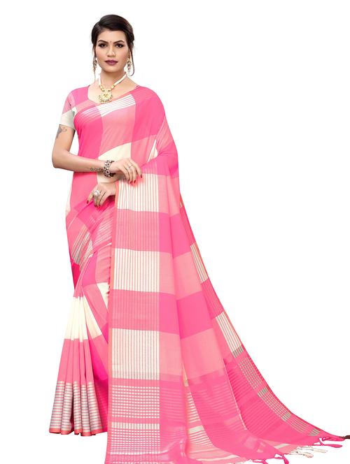 check printed saree - 18378637 - Very Small Image - 1