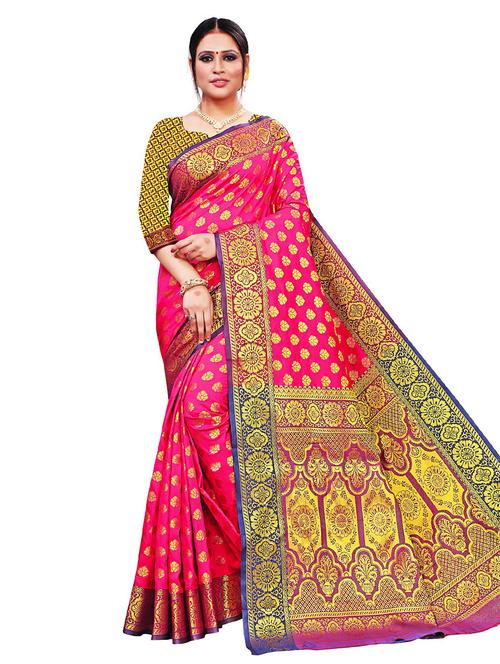 jacquard work woven saree with blouse - 18378791 - Very Small Image - 1