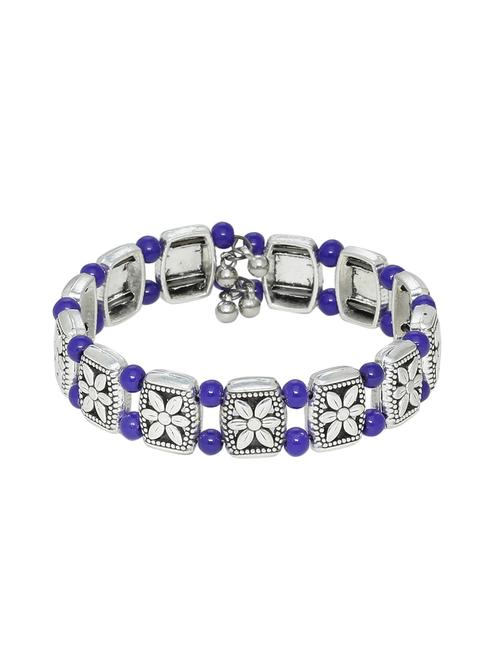 oxidized floral blue beads linkable adjustable bracelet - 18379704 - Very Small Image - 1