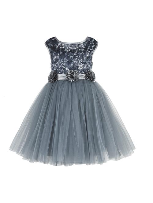 grey applique frock - 18379910 - Very Small Image - 1