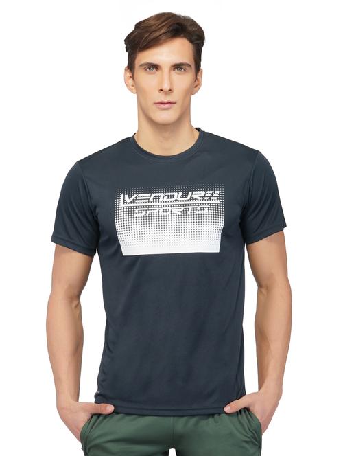 dark blue chest-printed t-shirt - 18380046 - Very Small Image - 1