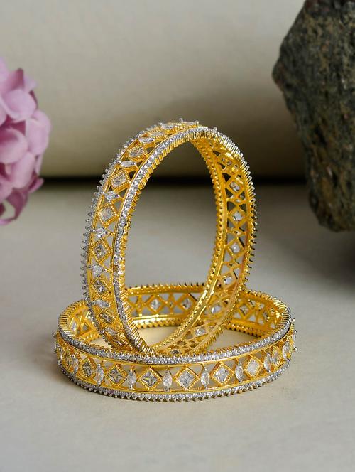set of 2 ad gold plated kada bangles - 18380751 - Very Small Image - 1