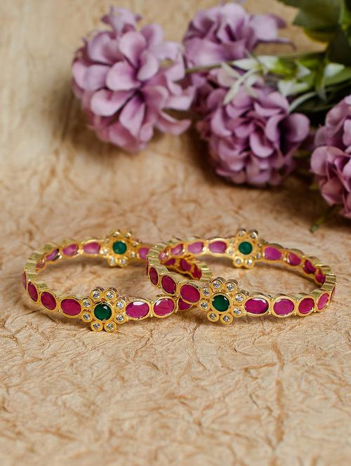 jadau multicolor gold plated bangles - 18380760 - Very Small Image - 1