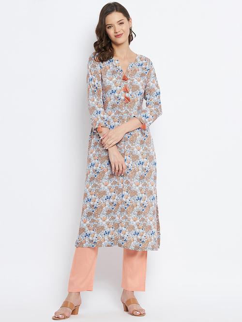 multi colored printed straight kurta - 18381020 - Very Small Image - 1