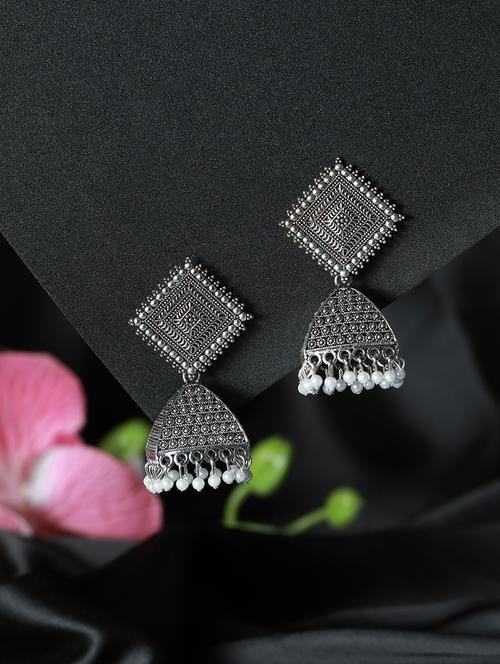 silver brass drop earring - 18381142 - Very Small Image - 1