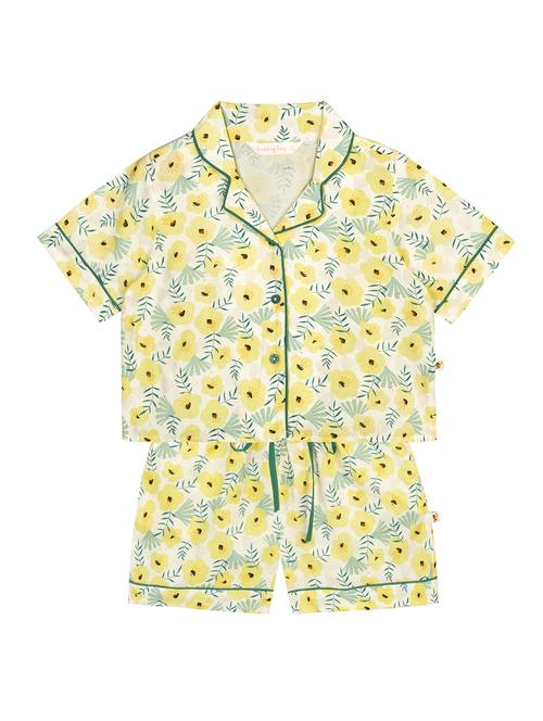yellow printed shorts set nightwear - 18381217 - Very Small Image - 1