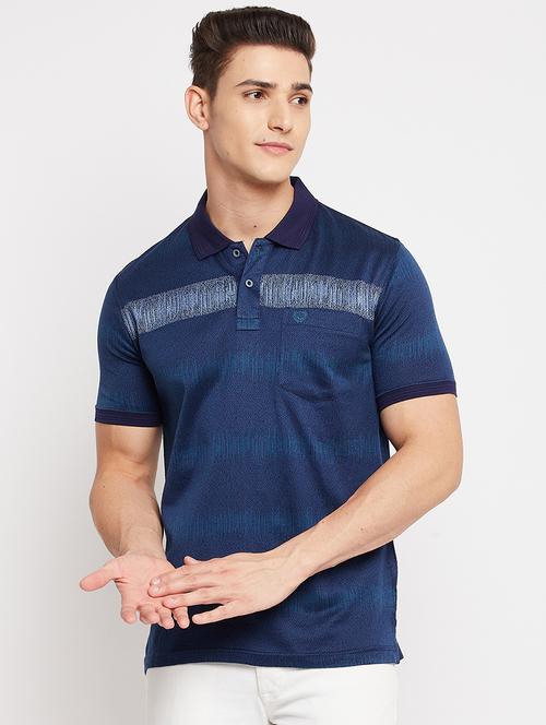 navy-blue printed polo t-shirt - 18381699 - Very Small Image - 1