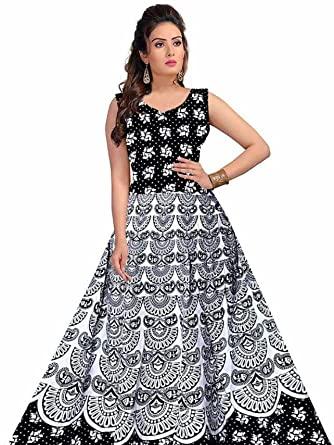 vastravilla women's cotton febric printed sleeveless maxi { jaipuri dress) free size adjust with belt - 18381723 - Very Small Image - 1