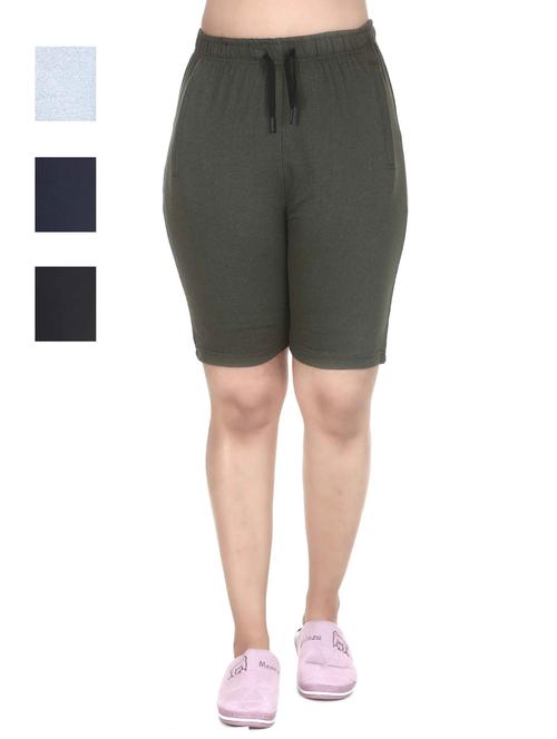 set of 4 draw-string waist solid shorts - 18381978 - Very Small Image - 1