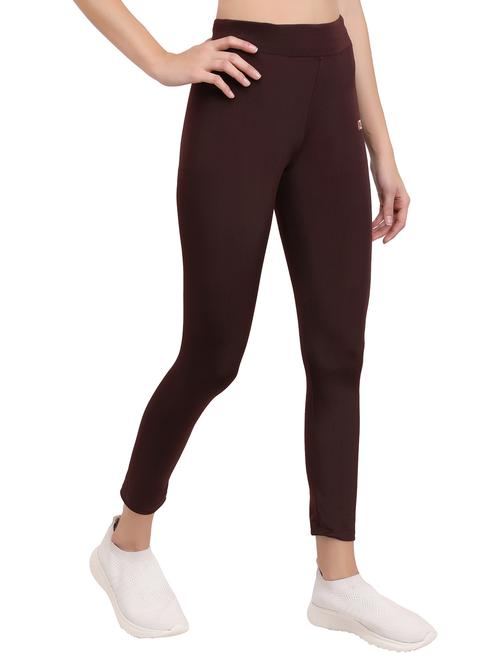 crevox fitted plain wine tights for yoga ,gym & swim - 18382252 - Very Small Image - 1
