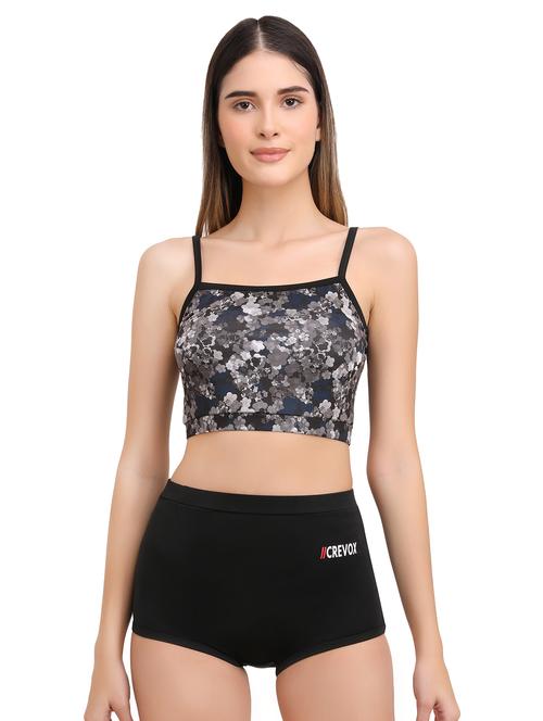 crevox dark floral laced padded top with black bottom. - 18382256 - Very Small Image - 1