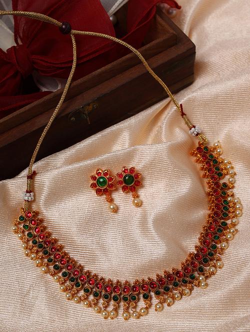 pink brass choker necklace - 18382385 - Very Small Image - 1