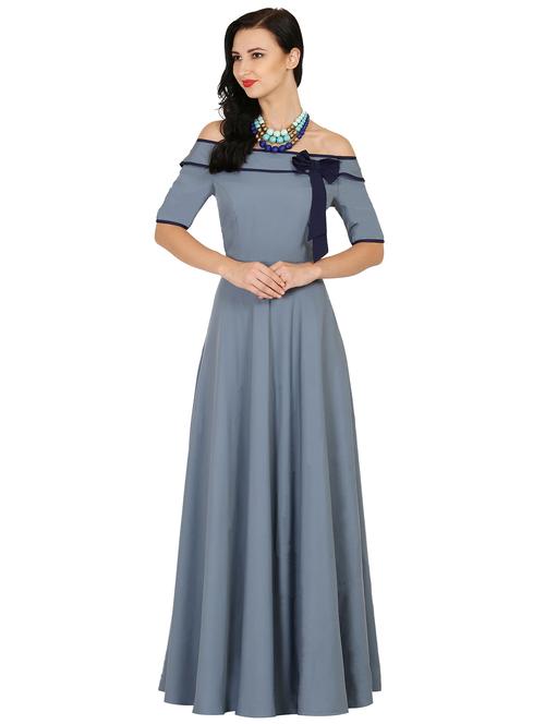 off shoulder solid fit & flare dress - 18382664 - Very Small Image - 1
