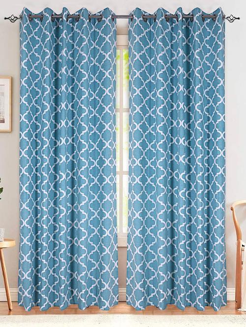 texstylers 100% cotton printed eyelet 7ft door or window curtain - 18382672 - Very Small Image - 1