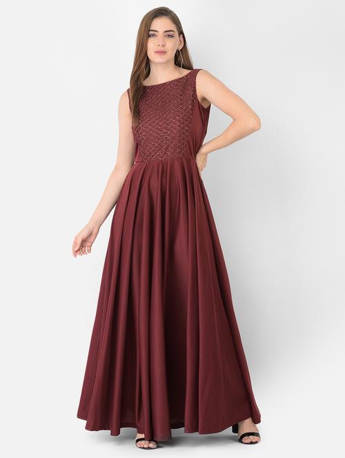 round neck solid flared dress - 18382681 - Very Small Image - 1