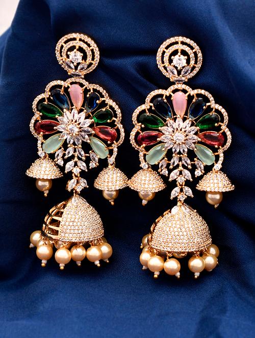 gold brass drop earring - 18382694 - Very Small Image - 1