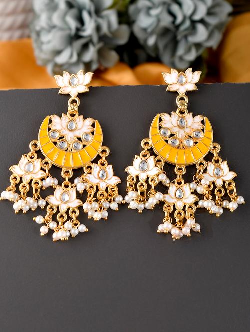yellow brass chandballi earring - 18382712 - Very Small Image - 1