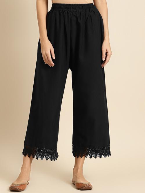 black cotton flared palazzo - 18383066 - Very Small Image - 1