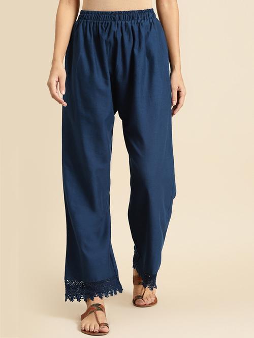 navy cotton flared palazzo - 18383068 - Very Small Image - 1