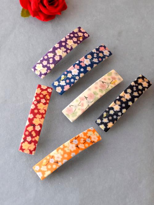 set of 6 multi colored printed geometrical french barette - 18383085 - Very Small Image - 1