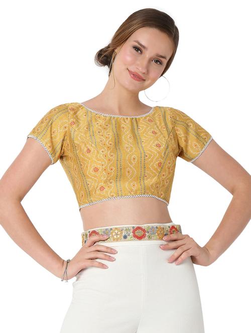 yellow cotton blend printed blouse - 18383641 - Very Small Image - 1