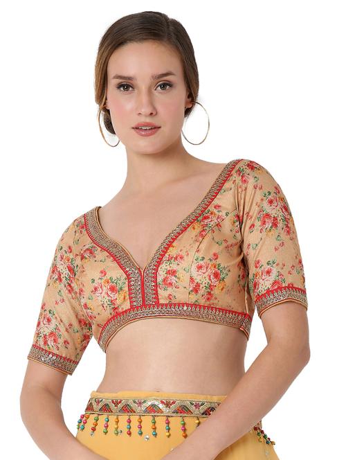 gold cotton blend embroidered blouse - 18383643 - Very Small Image - 1