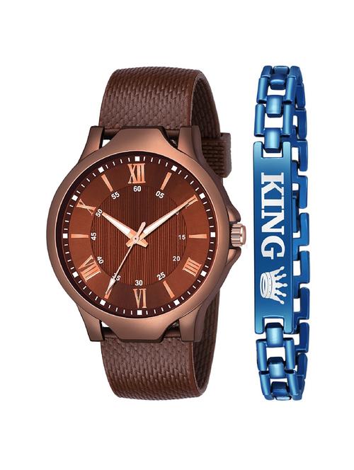 kajaru new fancy stylish - pu strap & blue king bracelet combo watch - 18384261 - Very Small Image - 1